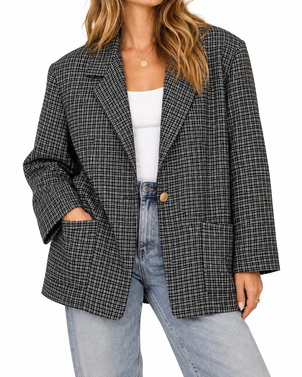 Vintage Joanna Plus Checked Blazer Made in USA